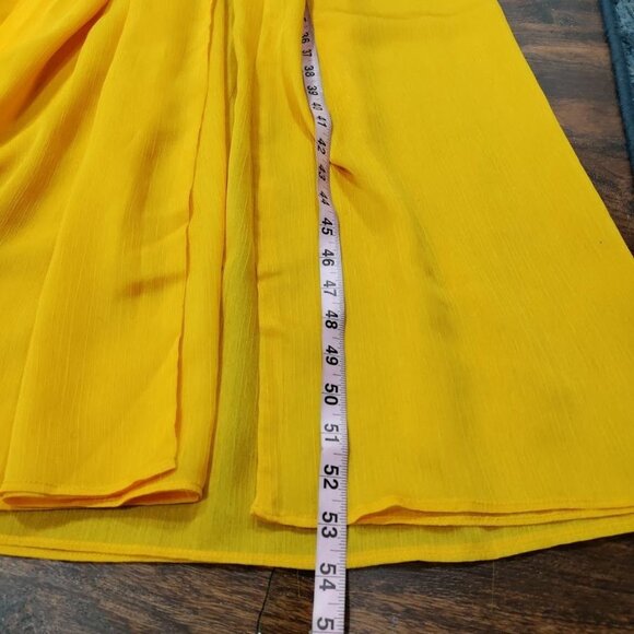 Miss Circle Back In Style Silk Pleated Corset Slit Maxi Dress Yellow XXS NWT - Picture 14 of 15